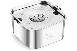 PETTOM Gamelle Anti Éclaboussure Chien 3L en Acier Inoxydable, Gamelle Eau Chien Antidérapant et Anti-Renversement, Bol Chiens Eau Boire Moins Vite Anti-Débordement