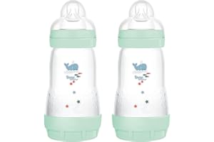 MAM Easy Start Anti-Colic Babyflasche | für Neugeborene | 94% Akzeptanz | von Hebammen & Müttern empfohlen | 80% weniger Koliken | stillfreundlich | Sauger Gr. 2 | 260ml | 2+ Mon | blau | 2 Stück