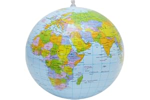 HAZMA 1 Globo Gonfiabile Globe Pvc Da Mondo Terra Gonfiabile Globo Pallone Da Spiaggia Per Giocare In Spiaggia O Insegnare Mappamondo Gonfiabile In Inglese Per Regalo Festa Del Giorno Dei Bambini