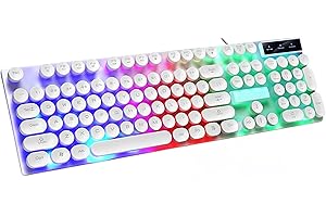 Keyboard ZERO RGB LED Electronics ZR- USB Keyboard, Stylish Spill-Resistant Design, Silent Keys Wired Rainbow Gaming Keyboard English & Arabic, Strucre anti water-sprinkling (White, ZR-2050)