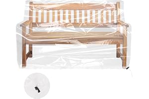 WANGDEFA Gartenbank Abdeckung Gartenbank 2 Sitzer 135×80× 75cm Schutzhülle Gartenbank Regenschutz Mit Kordelzug Transparent Abdeckplane Gartenmöbel Schutzhaube für Gartenmöbel Garten