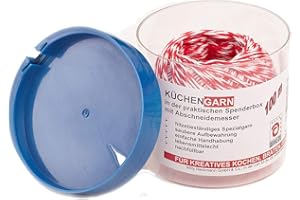 ‎ROTIX ROTIX Küchengarn Küchenfaden rot/weiß in Spenderbox mit Abschneider Kordelbox (100 m)
