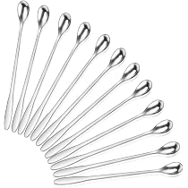 12 Cuillères Café Inox Longues 19,5cm - Pour Thé Glacé, Lattes, Desserts