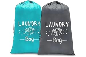 Flintronic 2 szt. Przenośna składana torba na pranie, torby na pranie, torba na pranie ze sznurkiem, duża pojemność, do łazienki sypialni hotelu podróżnego, do pralni, 80-120L (niebieski+szary)