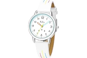 KDM Zegarki dziecięce Analogowy kwarc 30mm, Czas Nauczyciel Zegarki dla chłopców Dziewczynki, Wodoodporne świetlista zegarki na rękę Pasek skórzany, Prezenty dla dzieci w wieku 3-12 lat