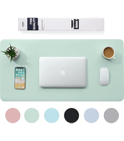 Set Tappetini Da Scrivania In Vera Pelle - XXL Per Tastiera E Mouse, Made In Italy (Nero) - Foto 4