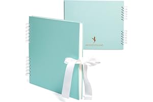 Never Ever Land Album Photo -30 * 25cm Scrapbooking à Spirale de 80 pages 250g - Couverture Rigide avec un Nœud pour Fermer - Parfait pour Naissance, Bébés, Mariage et Album de Famille - Bleu