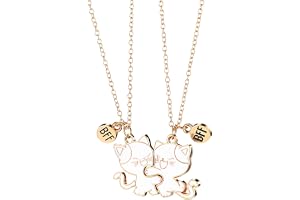 SHENLIU 2 stycken vänskapskedja, vänskap, katter, kedja, guld, vänner, kedjor, magnetiskt halsband med katt, hänge för födelsedag, jul, brudtärna eller systrar