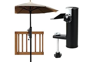 Ulikey Sonnenschirmständer, Schirmständer Balkon, Sonnenschirmständer Balkongeländer, Sonnenschirmhalter aus Metall, Feste Clip Halterung Schirmständer Für Balkon, Terrasse Oder Tisch, Camping