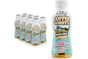 Chiefs® Milk Protein Drink con 25g di proteine e BCAA • Shake ad alto contenuto proteico a basso contenuto di carboidrati • Senza lattosio e senza zuccheri aggiunti • 8 x 330ml (Coffee County)