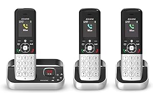 ALCATEL FX990 Voice Trio - Téléphone Fixe sans Fil DECT avec Répondeur 50 Min - Écran Graphique Couleur Haute Résolution - Mains Libres - Blocage des Appels - Sonnerie VIP - 3 Combinés - Noir/Gris