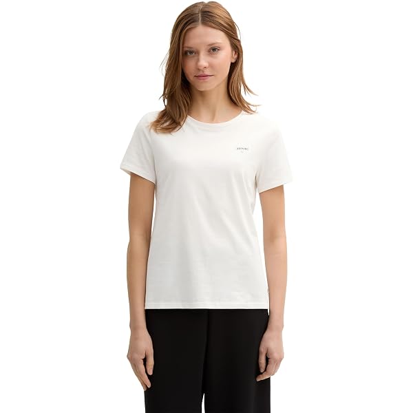TOM TAILOR Denim Damen T-Shirt – Soft Lilac, Kurzarm, Aus Nachhaltiger Baumwolle