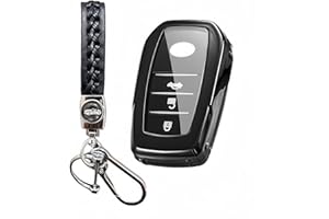 【5 colores】 MEDZUK compatible con Toyota C-HR GR Sport 2024 2025 funda para llave de coche con accesorios de llavero (negro)