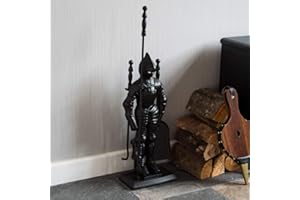 Fire Vida Knight Soldier Fireplace Companion Set, Metal, Piece of 4