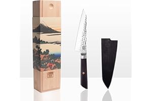 KOTAI | Couteau de Cuisine Universel Bunka Petty | Lame de 13.5 cm | Couteau de Cuisine | Martelé et Aiguisé à la Main | Acier Inoxydable Japonais 440C Ultra-Tranchant