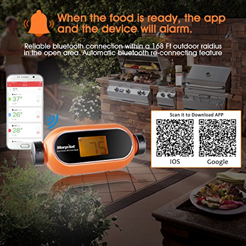 Bratenthermometer Backofen Grillthermometer Bluetooth mit Dual Sonde von Morpilot, digital Thermometer mit LCD Display sofort lesen für Garten Grillen, Backen, Ofen, Kochen, Steak Android iPhone iPad iOS App 4.3 unterstützt ( 2 Temperaturfühlern ) - 7