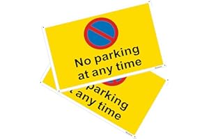 Goodvia No Parking Signs 18 x 12 Inches, 2 x No Parking at Any Time Sign Outdoor No Parking Sign Yellow Aluminium No Parking at Any Time Signs with 4 Pre-Drilled Holes