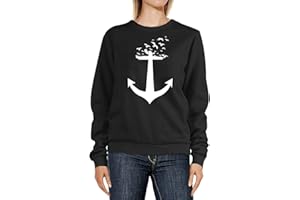 Neverless® Sweatshirt Damen Print Aufdruck Trend Anker Vögel Rundhals-Pullover Pulli Sweater