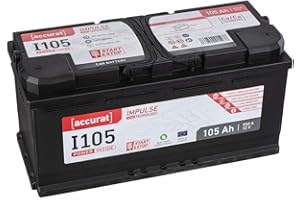 ‎ACCURAT Accurat Impuls I105 AGM Autobatterie - 12V, 105Ah, 950A, zyklenfest, wartungsfrei, 30% mehr Startleistung, Ca-Technologie - Starterbatterie, Blei-Säure Batterie, Akku für Start-Stop & Hybrid Fahrzeuge