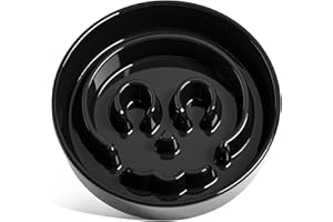 LE TAUCI Gamelles en céramique pour Chien de Petite Race, pour mangeurs Rapides, Bol Puzzle pour Petits Chiens et Chats, tête de Mort, Noir, S-350 ML