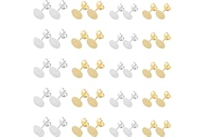 KAHOUI 80 Piece Earrings Make Your Own Set, Sterling Earrings Stud Blanks and Butterfly Clasp, Hypoallergenic Stud Earrings Flat for Jewellery Making 6/8 mm