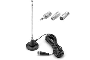 HENGBIRD DAB FM antena radiowa cyfrowa antena teleskopowa z podstawą magnetyczną – kabel przedłużający 3 m do użytku wewnątrz – 75 omów DAB+ FM Tuner radiowy Stereo odbiornik HiFi