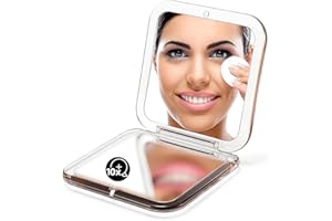 OMIRO Compact Mirror Magnifying Pocket Mirror 10X Small Travel Folding Mirror for Handbag Square 3.5 inch(Gold)
