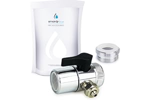 smardy Raccordement à l'Eau Vanne de Dérivation 1/4" avec Adaptateur M22xM24 Robinet Connexion Rapide pour Osmose Inverse Filtre à Eau avec Tuyau 6,35mm (1/4")