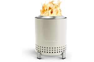 Solo Stove Mesa Tabletop Fire Pit with Stand | Low Smoke Outdoor Mini Fire for Urban & Suburbs | Fueled by Pellets or Wood, Safe Burning, Stainless Steel, With Travel Bag, 17,5 x 13 cm, 635 g, Bone