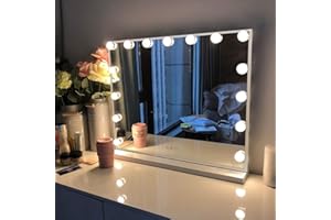 FENCHILIN Hollywood lustro do makijażu z przyłączem wyjściowym USB typu C, 3 tryby regulacji jasności, lustro Hollywood z oświetleniem, 15 lamp LED, stół do makijażu