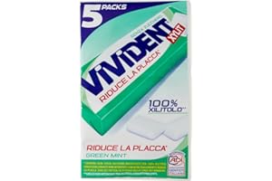 Vivident Xilit Green Mint, Chewing Gum Senza Zucchero, con Xilitolo, Confenzione da 5 Stick