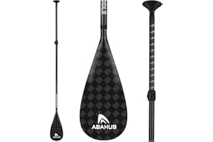 Abahub Pagaie Paddle Carbone avec Paddlesac Sup Paddle Extensible 170-218cm pour Sup Planche Surf Manche en Carbon, Plastique Pale en Wave Print Noir/Gris/Bleu/Orange/Rouge/Jaune