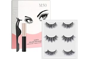 ILantule Ciglia Finte Magnetiche con kit Eyeliner, 3 paia 3D Riutilizzabili Ultrasottili Naturali e Morbide, con Pinzette-M50