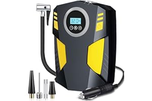 AIBEAU Digital Car Tyre Inflator Air Compressor with Auto Stop and LED Light 12V Fast Portable Air Pump for Car, Bicycle Motorcycle, Ball Air Mattress