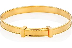 Molly Brown London 18ct Gold Plated Sterling Silver Heritage Expandable Baby Bangle. Christening Bangle | Baby Jewellery | Baby Keepsake | Baby Shower Gift​​​
