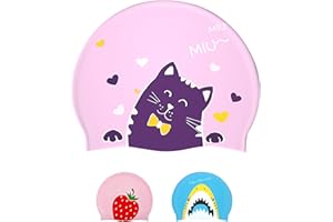BELIKEFISH Swimming Cap Kids 6-14 - Swim Hat for Kids 6-14 Years Silicone & Waterproof