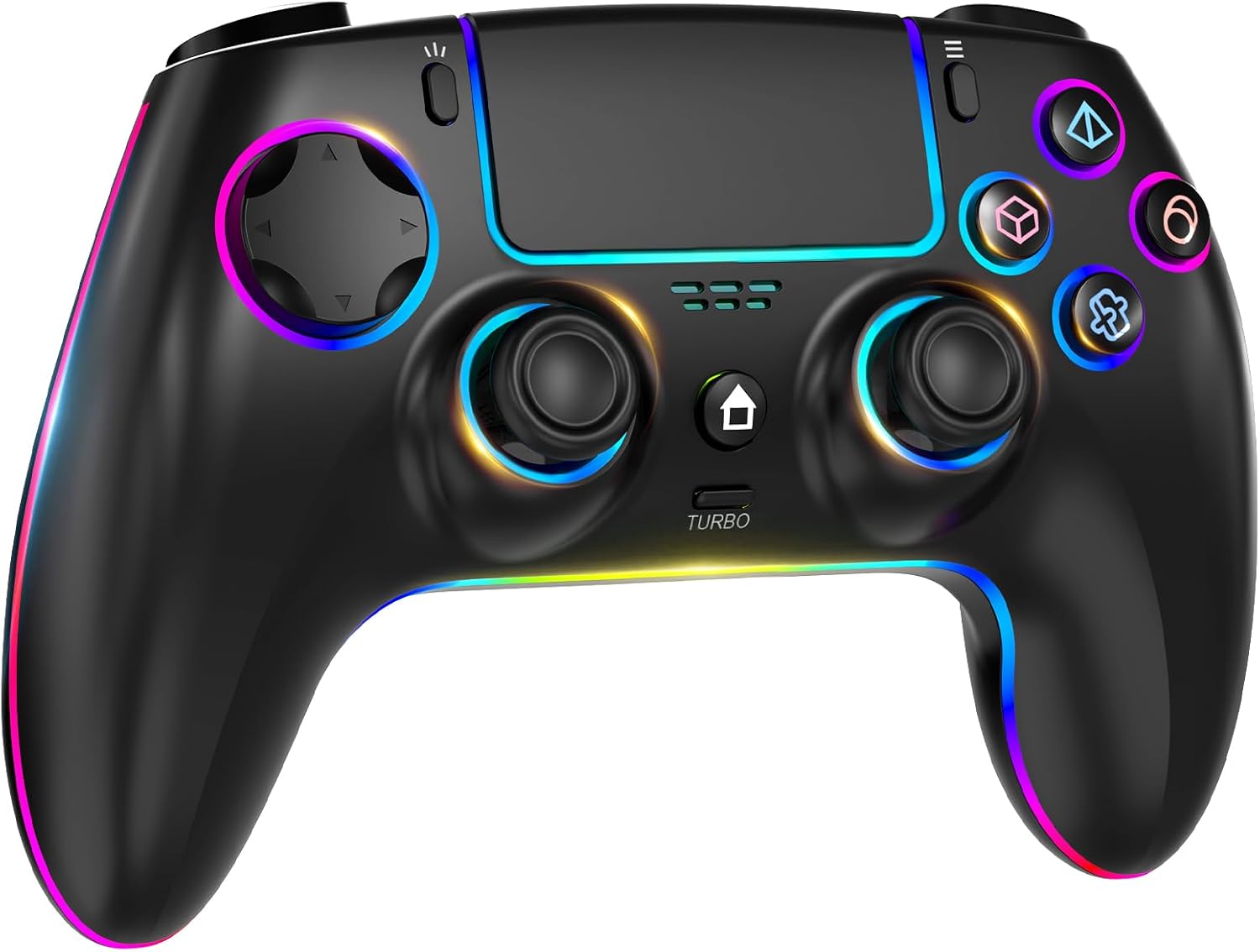 QIVORO Wireless Controller for PS5/Pro/PC/Steam Deck/Mac/iOS/Android, Gamepad with Hall Effect Joystick, Dual Vibration, Turbo, Programmable Buttons (7 RGB Lighting, Touchpad, 1500mAh Battery)