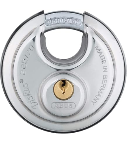 ABUS Discus hangslot 24IB/70 van roestvrij staal - 360° beschermd - beveiliging onder zware weersomstandigheden - 02050 - ABUS veiligheidsniveau 8 - zilver/blauw