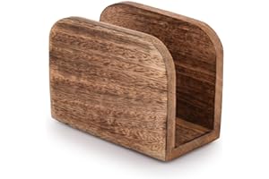 Samhita Portatovaglioli in legno di mango con finitura bruciata, per cucina, verticale, dispenser per tovaglioli, casa, feste, ristoranti, hotel, bar, 13,97 cm x 6,35 cm x 10,16 cm