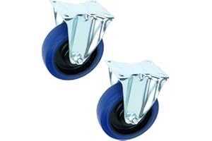 TEGO PRO 2 Stück 125 mm BLUE WHEELS Bockrollen Transportrollen Lenkrollen Schwerlastrollen 165 kg/Rad Blau - INDUSTRIEQALITÄT ECO (2 x Bock)