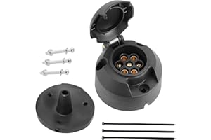 DARKGUARD 7pin Trailer Socket 12v,1Piece 7pin Female Trailer Connector W/Waterproof Seal,7pin Trailer Adapter,ISO1724,7pin Towing Socket,Caravan Car Towing Socket for Van Camion RV Towbar (DG75S-1)