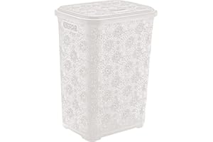 BEST HOUSE ANOTHER FINE PRODUCT Best House | Plastic Laundry Basket | WHITE | 60 Litres | 1Pc | Large | Laundry Bin | Laundry Storage Basket with Lid | Clothes Storage Washing Bin Basket Hamper for Bathroom Bedroom (Pack of 1)