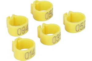 Eeneme 100 Stück Vogel-Fußringe, Bänder, 10 Mm, 001–100, Nummerierte Tauben, Identifizieren, Clip, Geflügelversorgung, Taubenring, Fußring (Gelb)