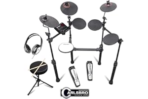 Carlsbro CSD100 R Plus Electronic Drum Kit with Stool, Headphones & 50 Lessons - Compact Electric Drum Set for Beginners, Ideal Beginner Practice Kits
