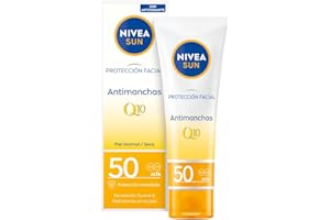 NIVEA SUN Protección solar Facial UV Antiedad & Antimanchas FP50 (50 ml), 0% residuos, crema hidratante con Q10