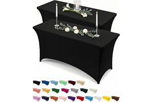 Utopia Kitchen Spandex Duk 2-Pack [183L x 76W x 76H cm, Svart] Snygg, Passande, Tvättbar Och Skrynkelfri Stretchig Rektangulär Duk För Evenemang, Bröllop, Banketter Och Fester [8FT]