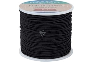 BENECREAT 70m 1.5mm Cavo Elastico Nero Cavo Elastico Filo per Perline in Nylon Filo Elastico per Perline Capelli e Artigianato