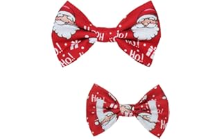 DOD.I_BOUTIQUE New Dogs Bow Tie Bowtie Christmas SANTA CLAUSE HO HO! RED Elastic Band attach COLLAR ACCESSORY Handmade UK (Santa HO! Large)