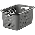 SmartStore 13L Recycled Plastic Storage Basket with handles - Taupe - Stackable and Nestable - 10 Year Guarantee - BPA Free - Medium basket - L37 x W28 x H20 cm
