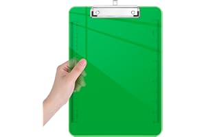 Piasoenc Cartelline portablocco in plastica, traslucido con profilo basso, portablocco viola con righello, portablocco per ufficio, materiale scolastico, formato lettera 31 x 22 cm,Verde